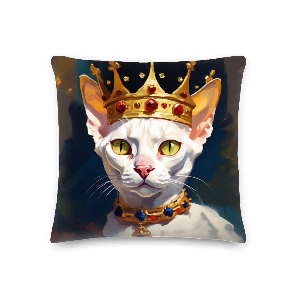 PugMug Custom White Devon Rex Cat Premium Pillow