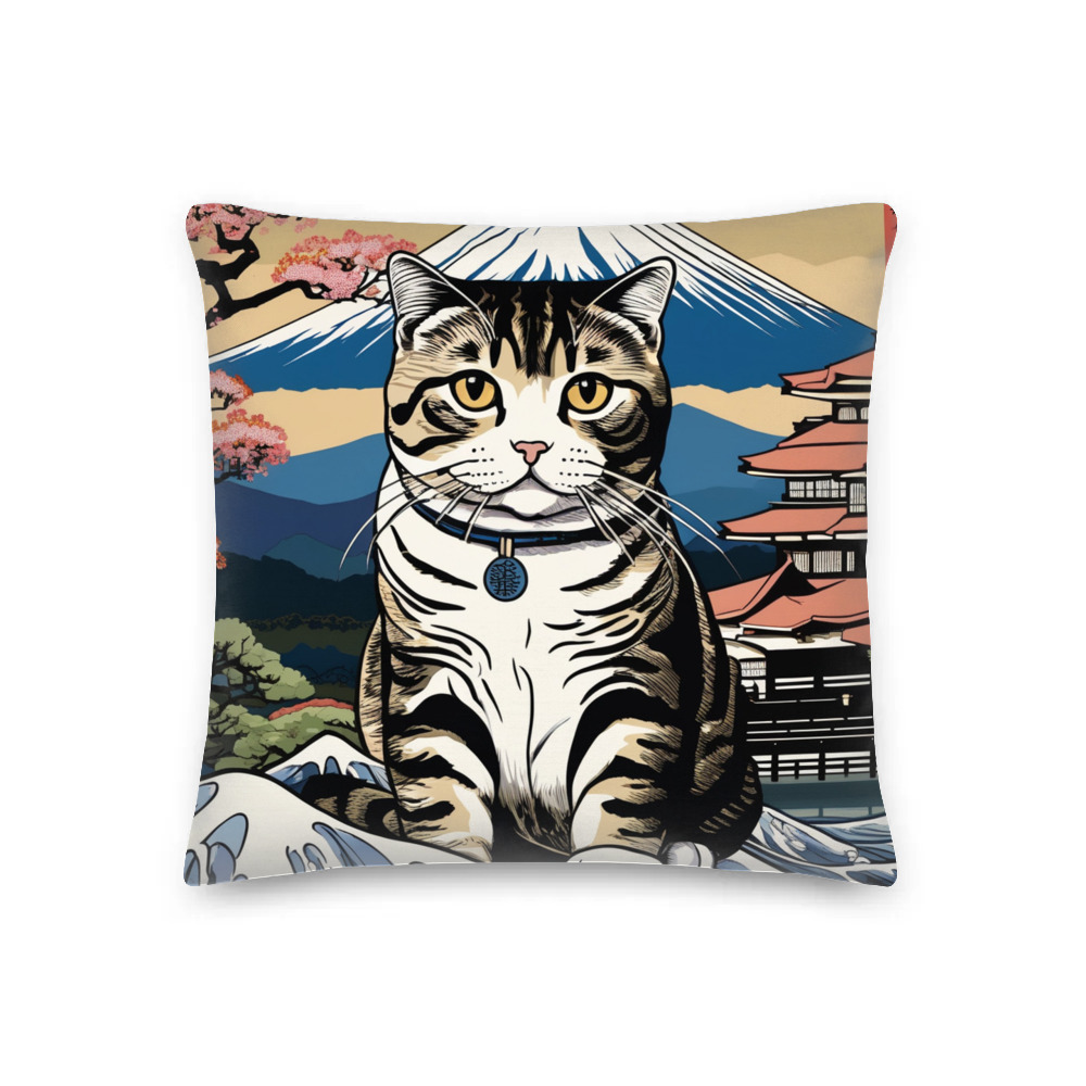 PugMug Custom Tabby Scottish Fold Cat Premium Pillow