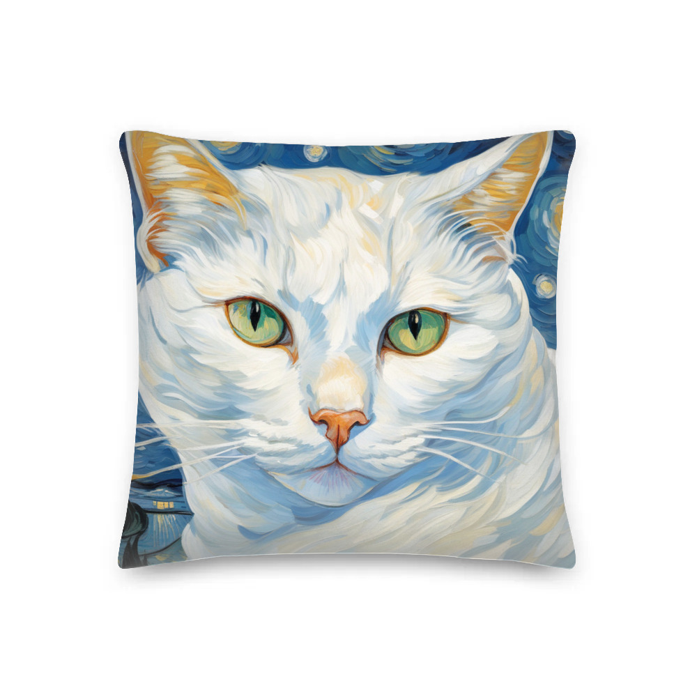 PugMug Custom White Companion Cat Premium Pillow