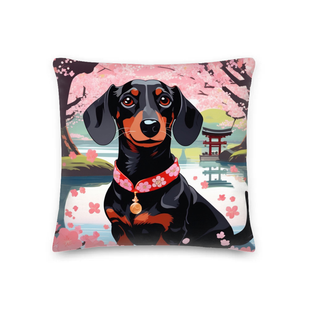 PugMug Custom Black Dachshund Premium Pillow