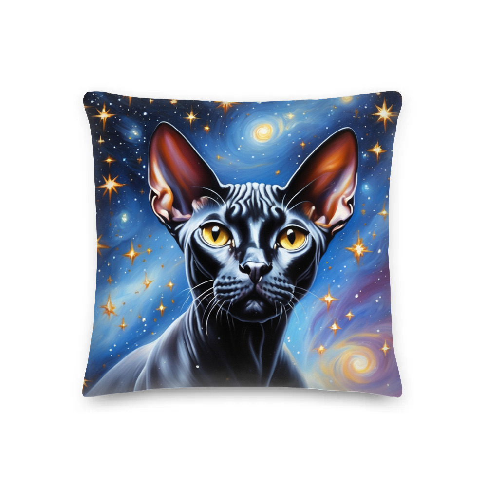 PugMug Custom Black Sphynx Cat Premium Pillow