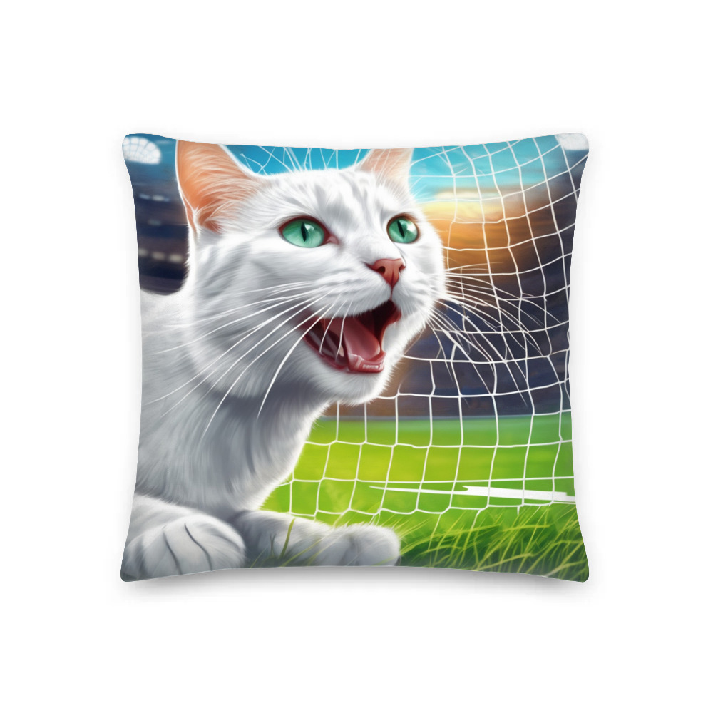 PugMug Custom White Companion Cat Premium Pillow