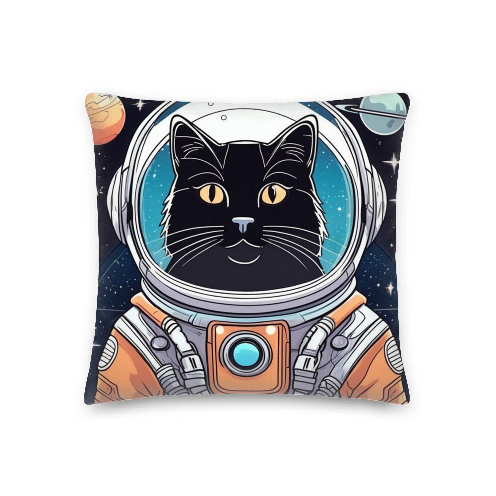 PugMug Custom Black Companion Cat Premium Pillow