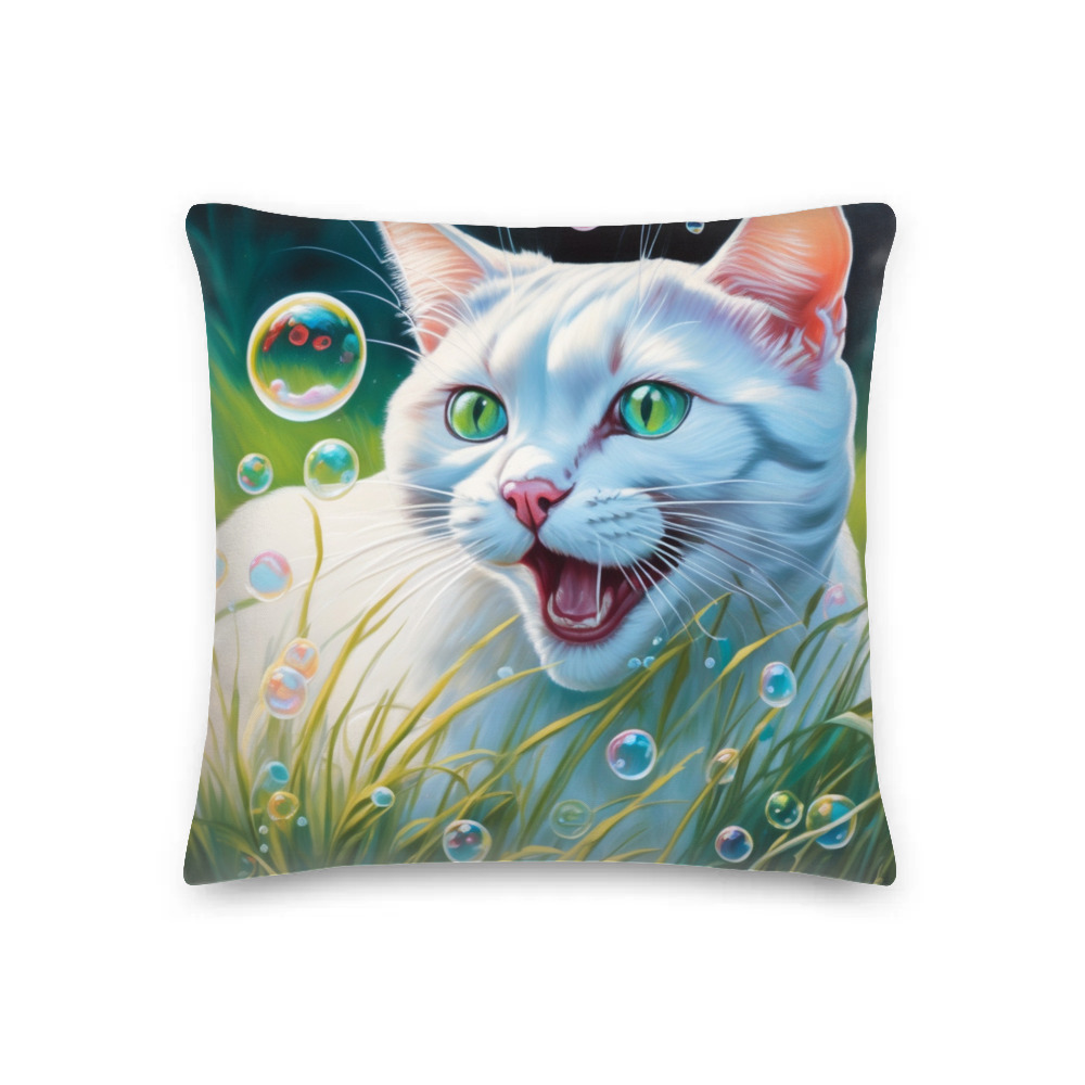 PugMug Custom White Exotic Cat Premium Pillow