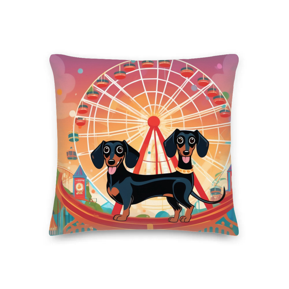 PugMug Custom Black Dachshund Premium Pillow