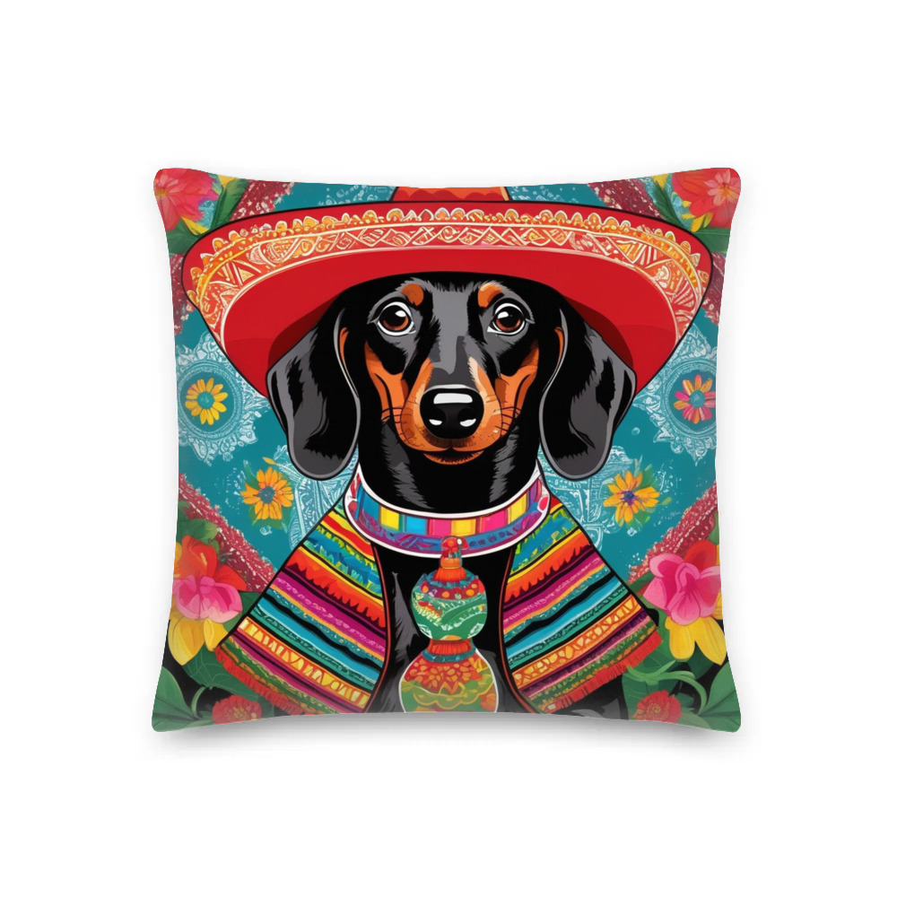 PugMug Custom Black Dachshund Premium Pillow