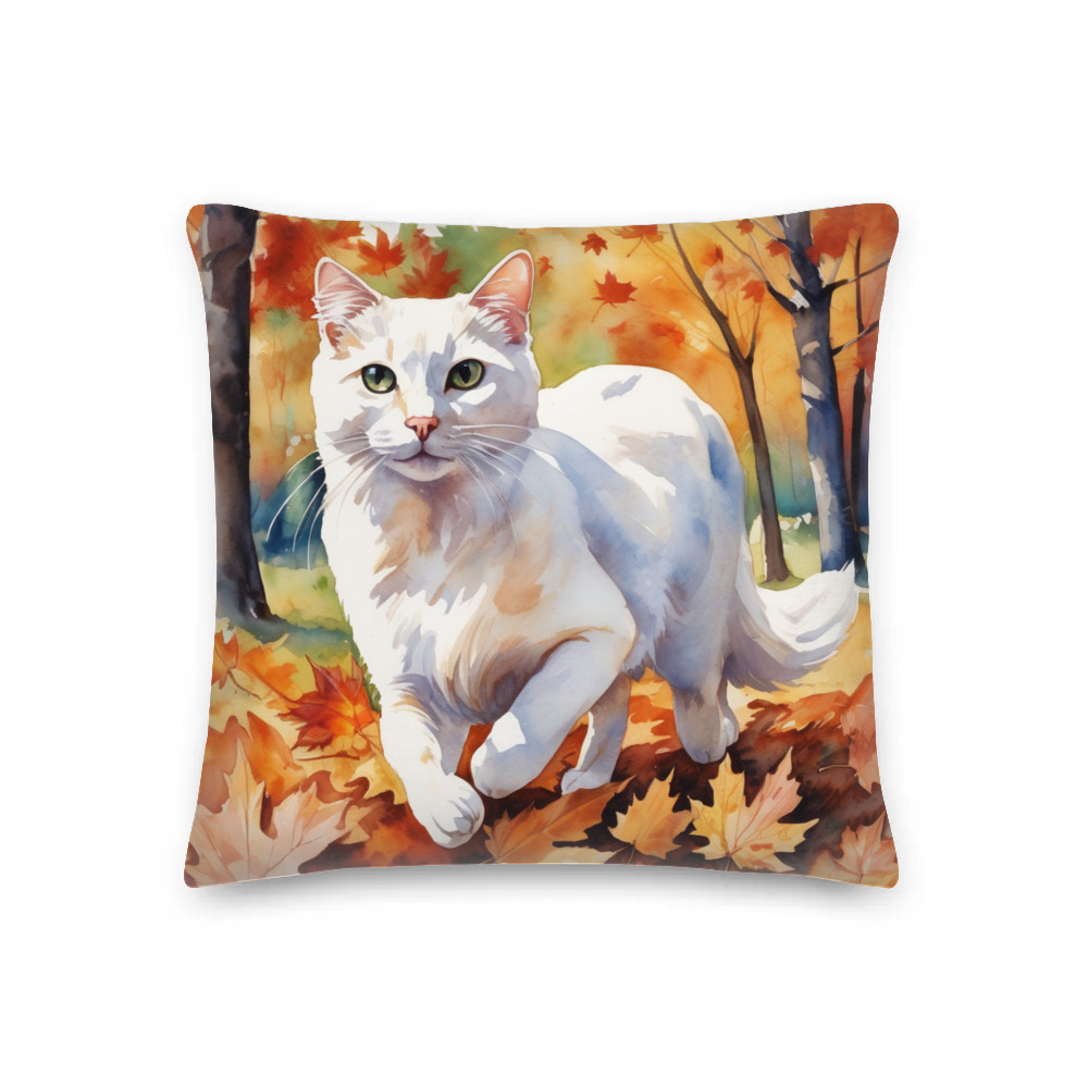 PugMug Custom White Companion Cat Premium Pillow