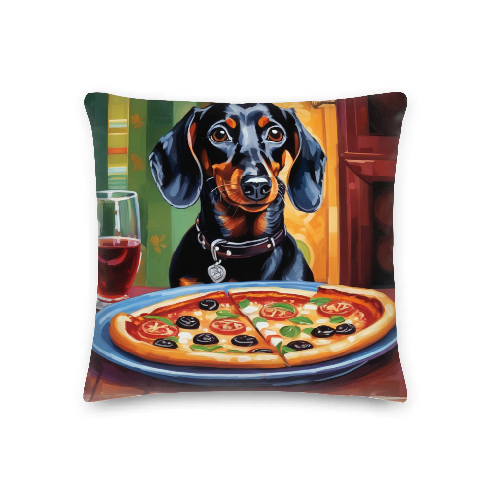 PugMug Custom Black Dachshund Premium Pillow