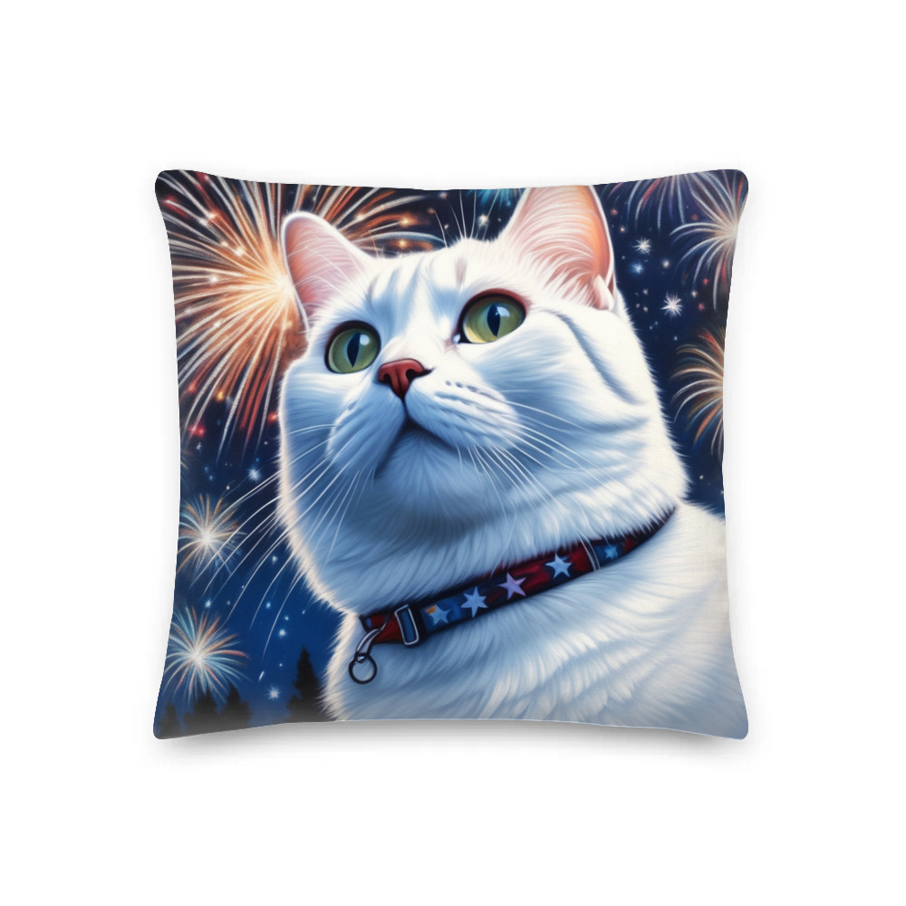PugMug Custom White American Shorthair Cat Premium Pillow
