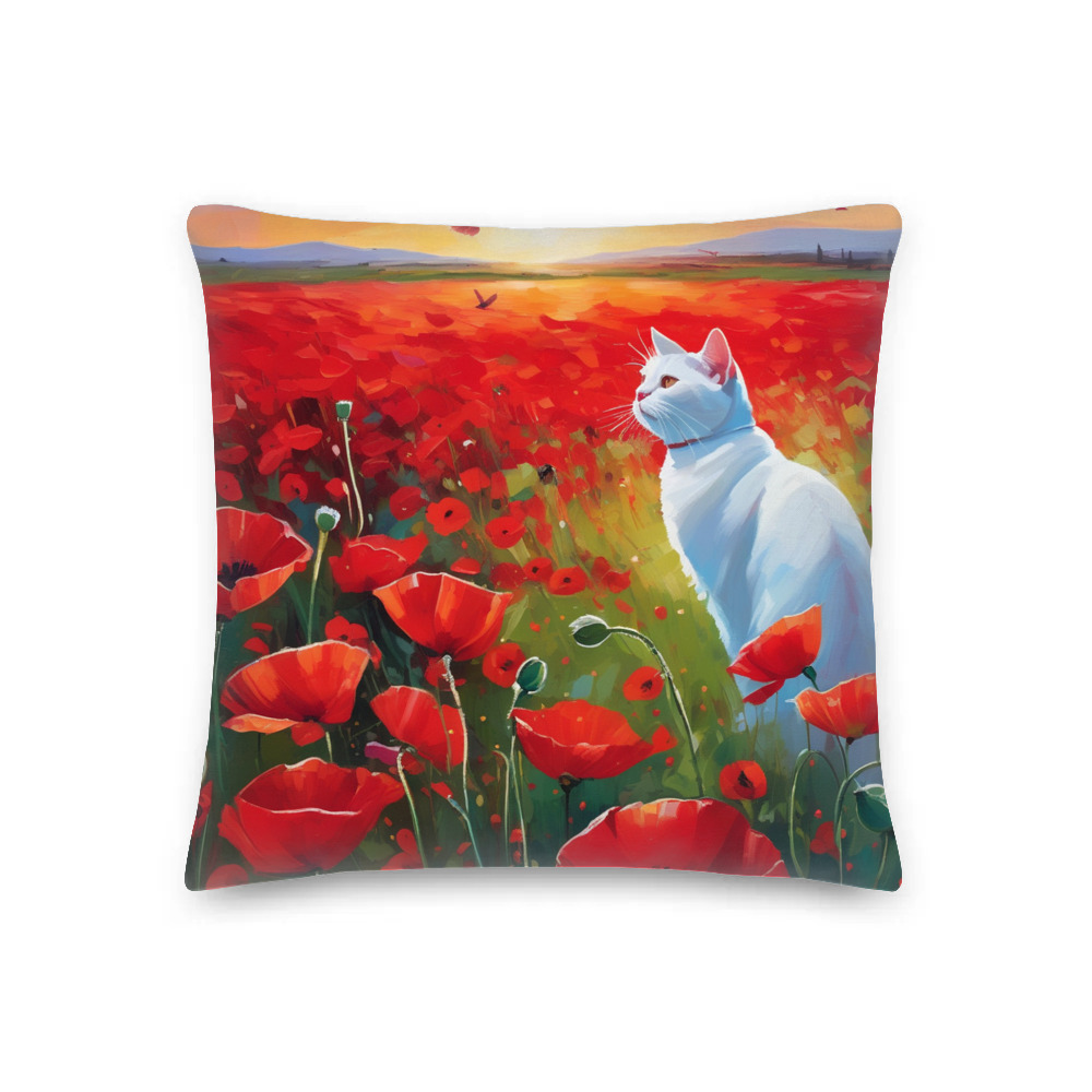 PugMug Custom White Companion Cat Premium Pillow
