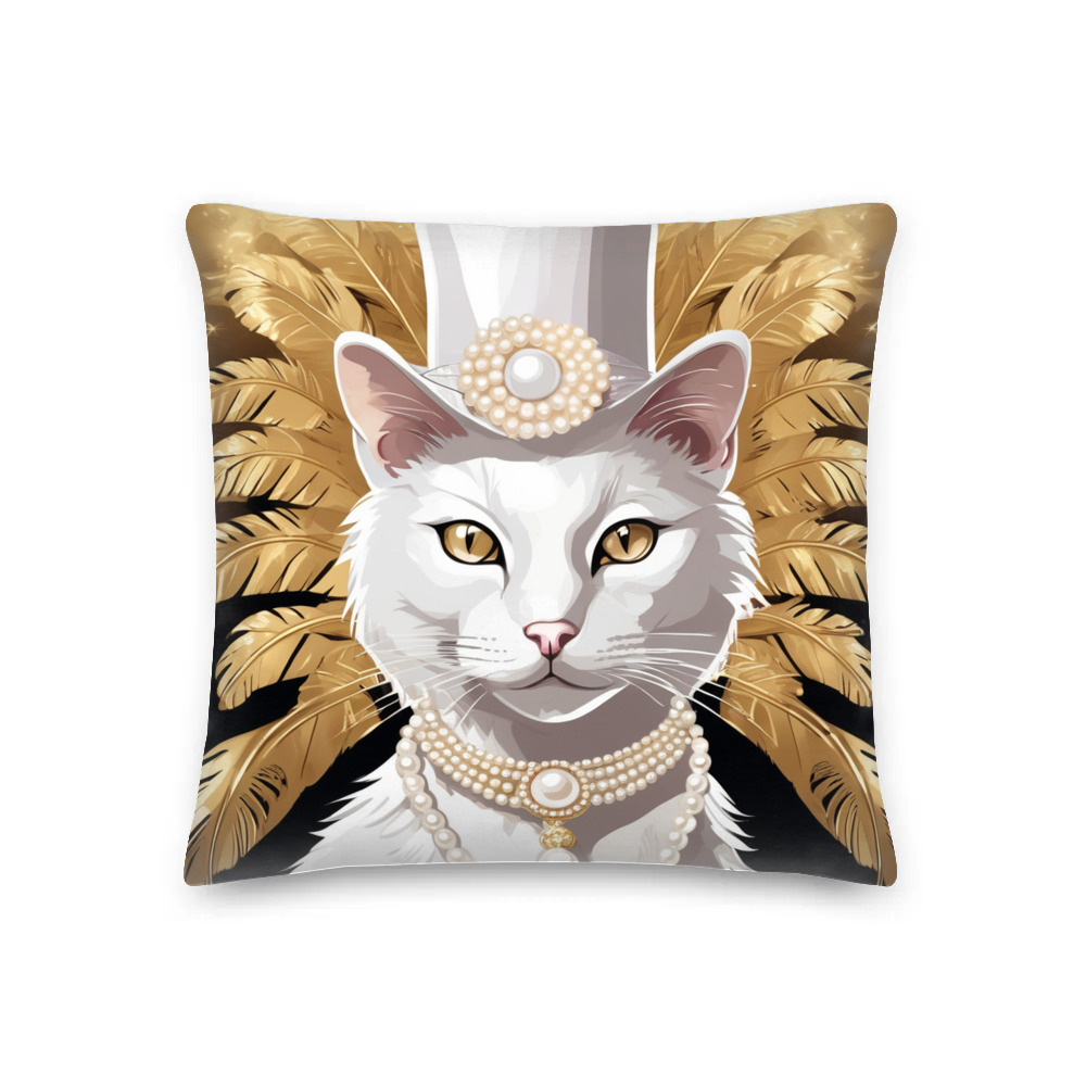 PugMug Custom White Companion Cat Premium Pillow