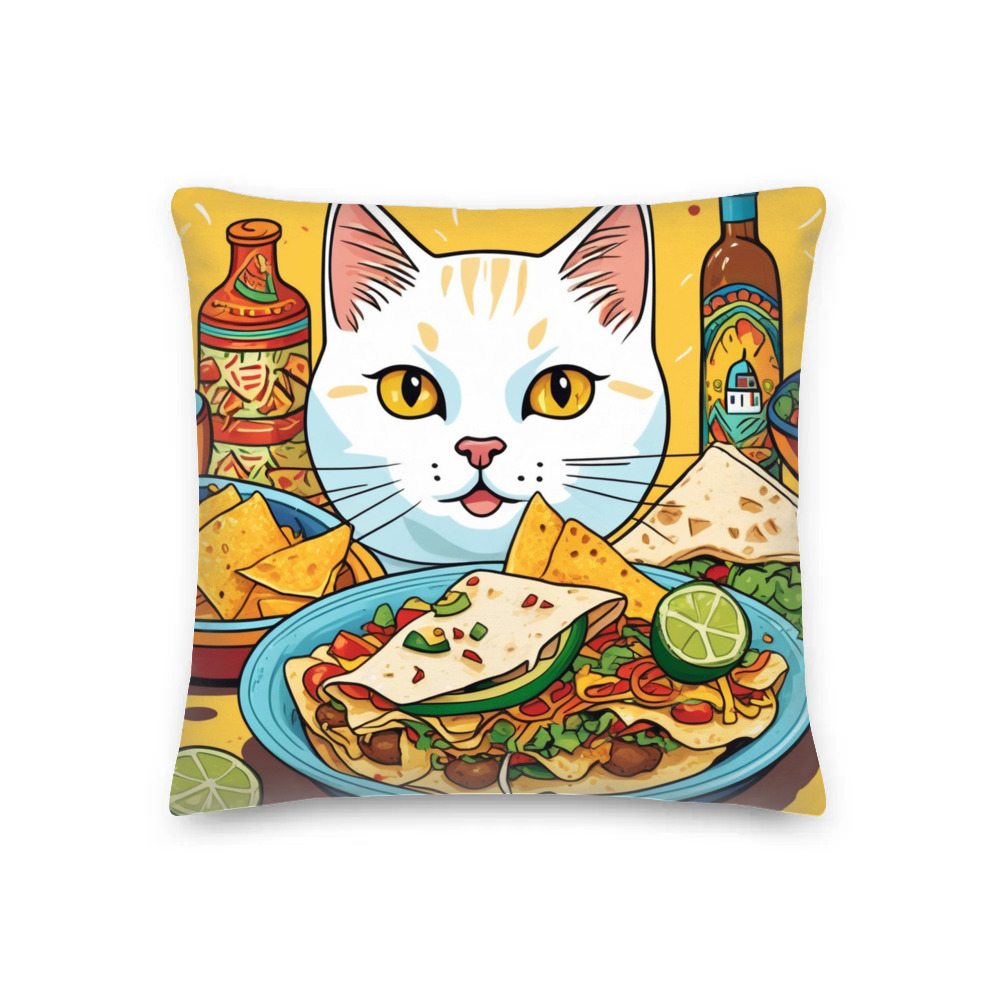 PugMug Custom White Companion Cat Premium Pillow