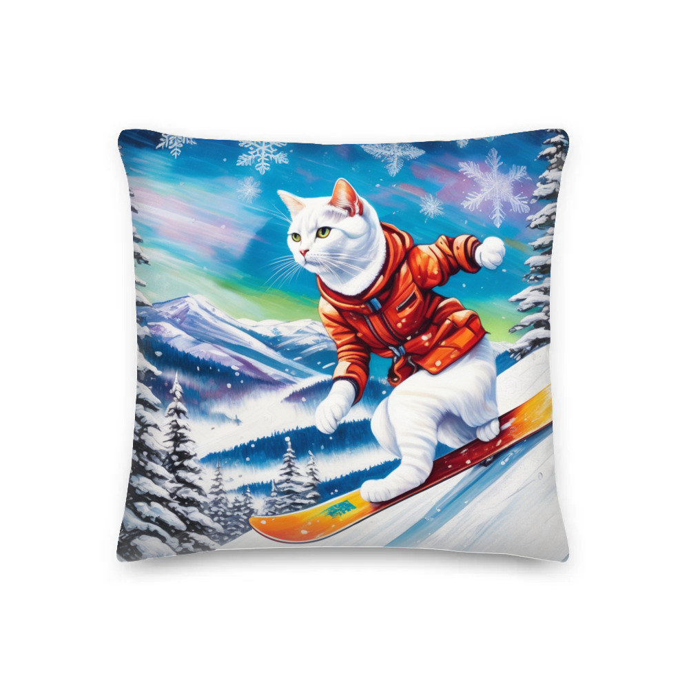 PugMug Custom White Companion Cat Premium Pillow