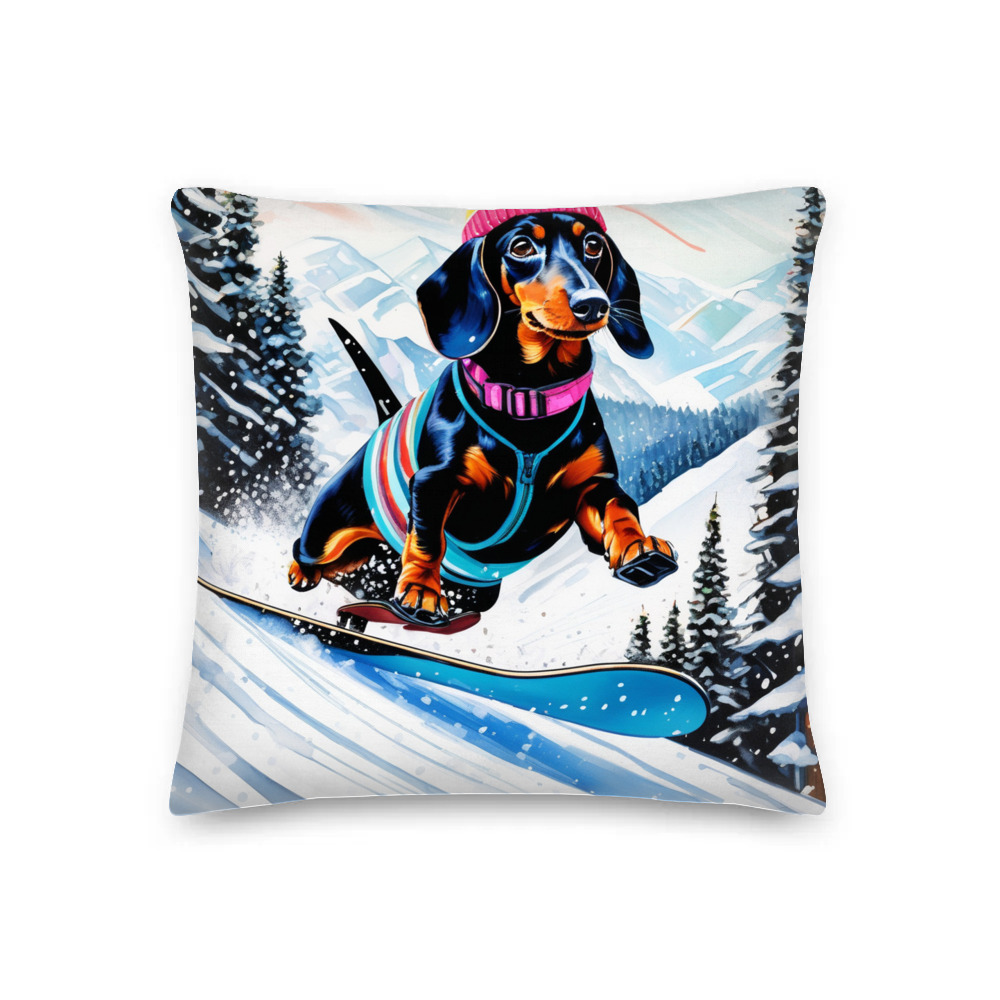 PugMug Custom Black Dachshund Premium Pillow