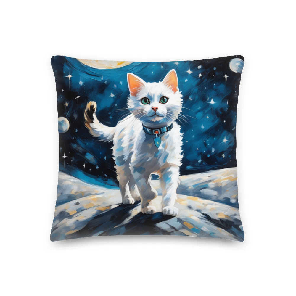 PugMug Custom White Companion Cat Premium Pillow