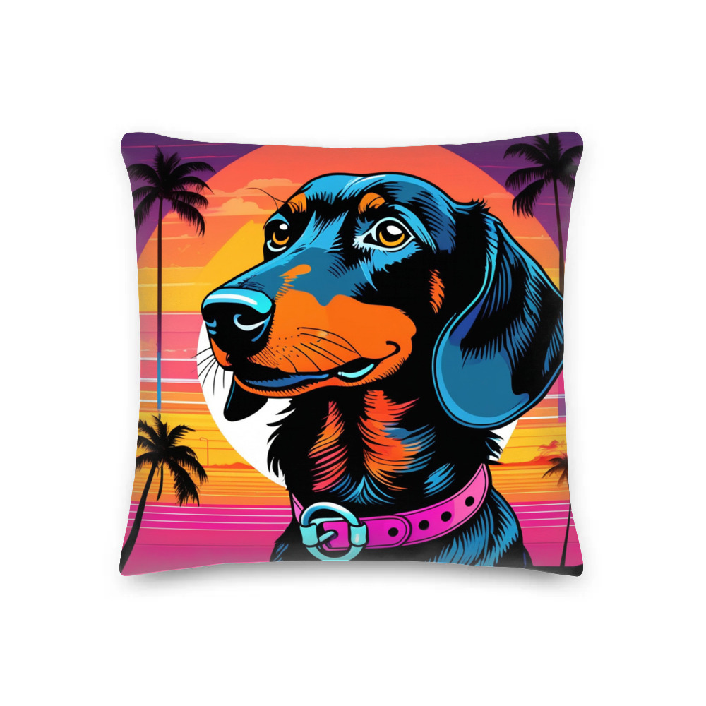 PugMug Custom Black Dachshund Premium Pillow