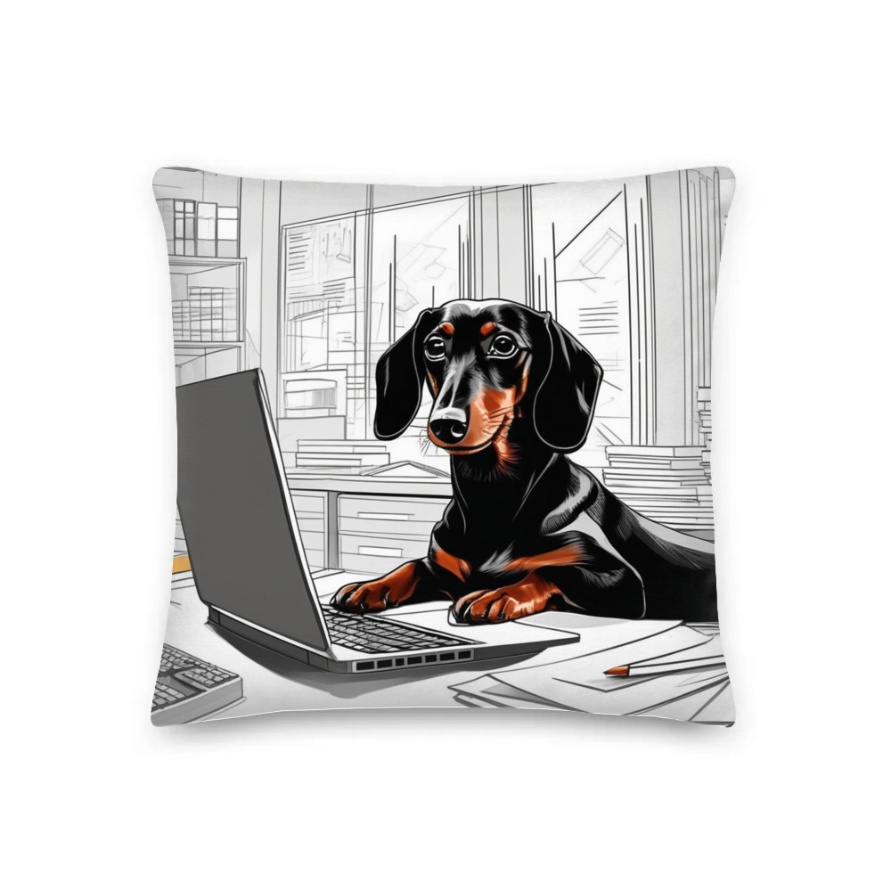 PugMug Custom Black Dachshund Premium Pillow