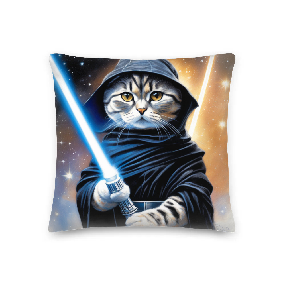 PugMug Custom Black Scottish Fold Cat Premium Pillow