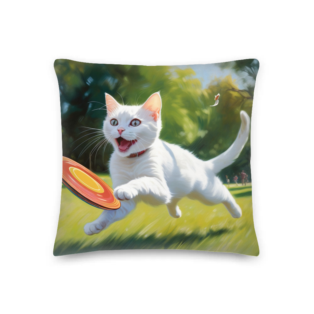 PugMug Custom White Companion Cat Premium Pillow