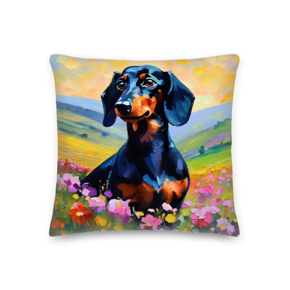 PugMug Custom Black Dachshund Premium Pillow