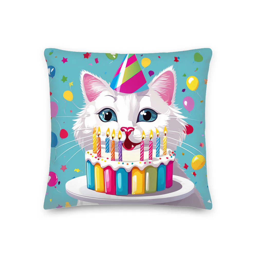 PugMug Custom White Companion Cat Premium Pillow
