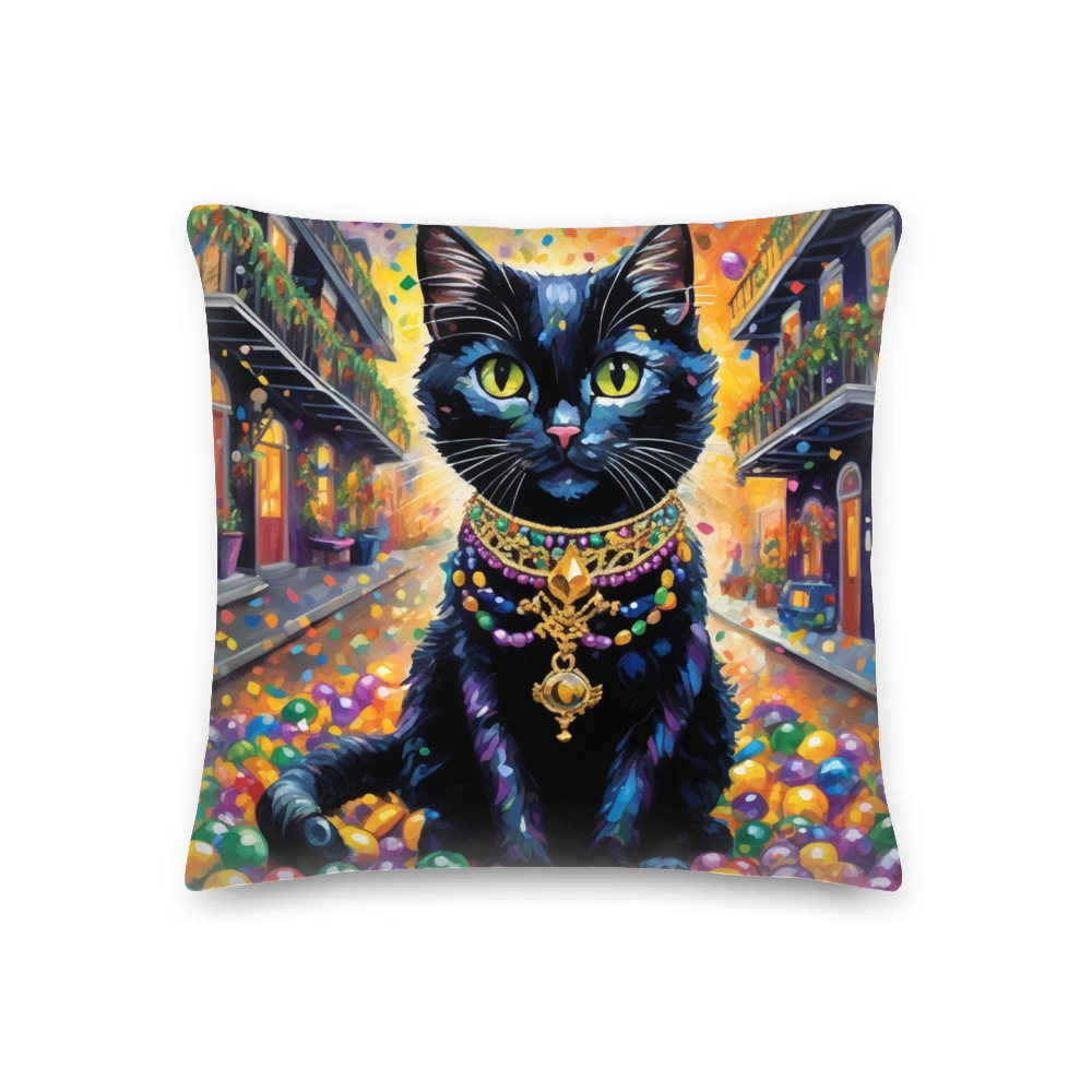 PugMug Custom Black Companion Cat Premium Pillow