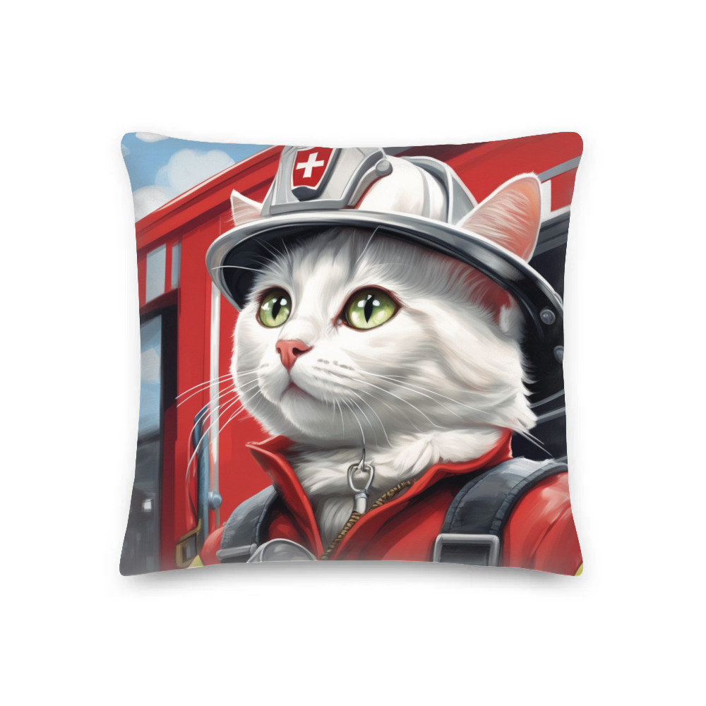 PugMug Custom White Companion Cat Premium Pillow
