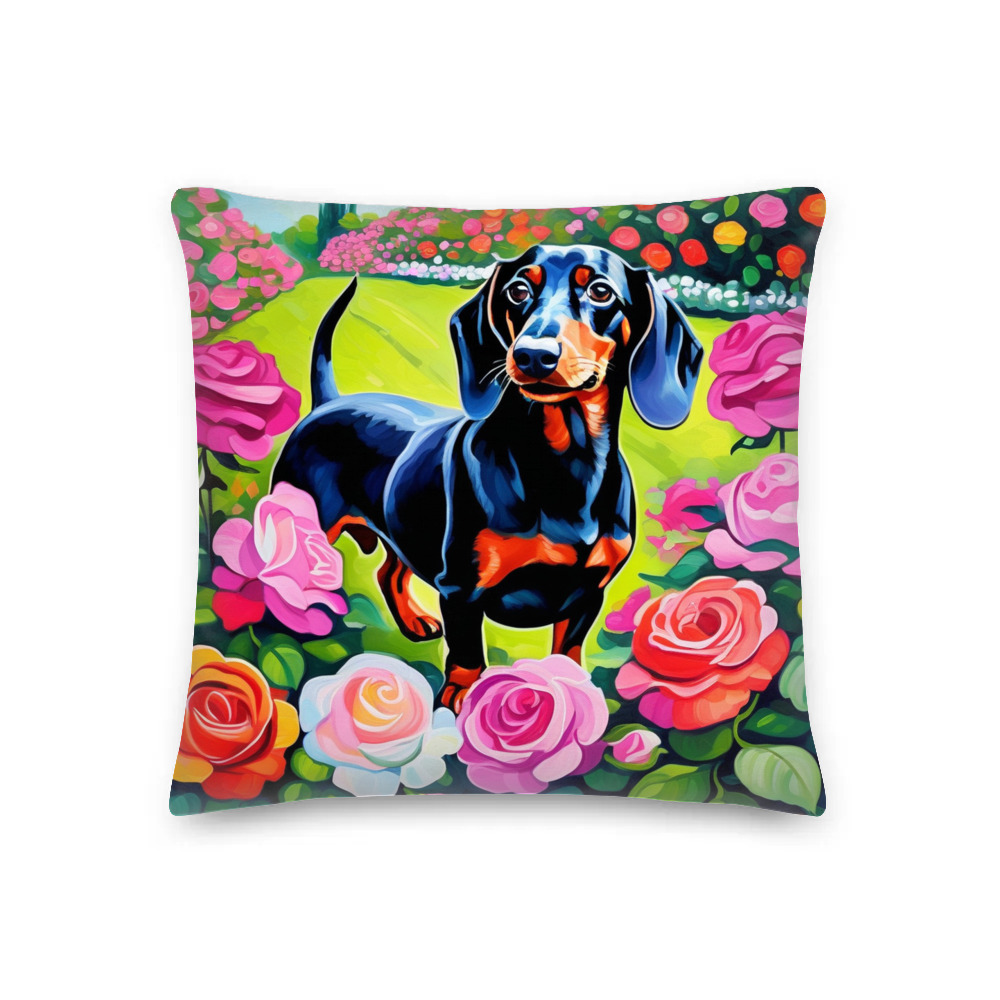 PugMug Custom Black Dachshund Premium Pillow