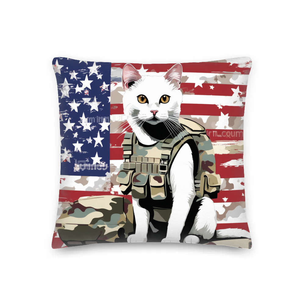 PugMug Custom White Companion Cat Premium Pillow