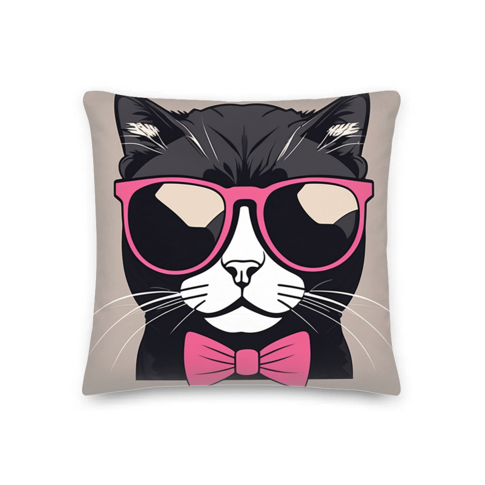 PugMug Custom Black Scottish Fold Cat Premium Pillow