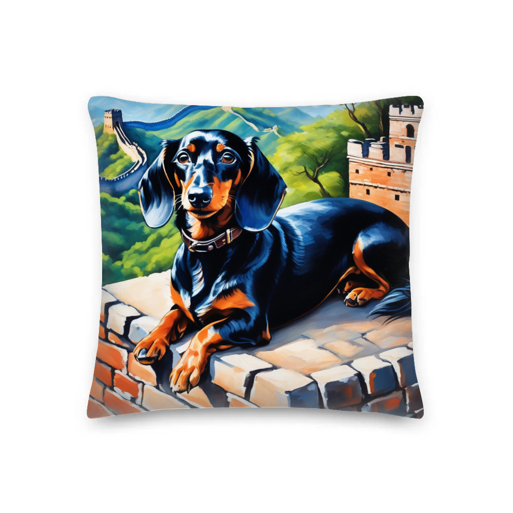 PugMug Custom Black Dachshund Premium Pillow