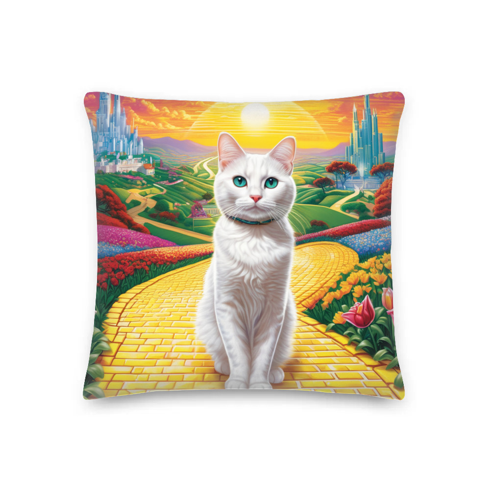 PugMug Custom White Companion Cat Premium Pillow