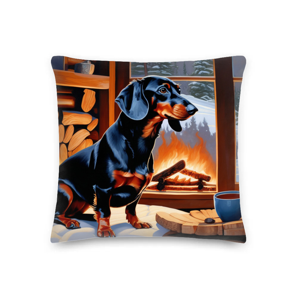PugMug Custom Black Dachshund Premium Pillow