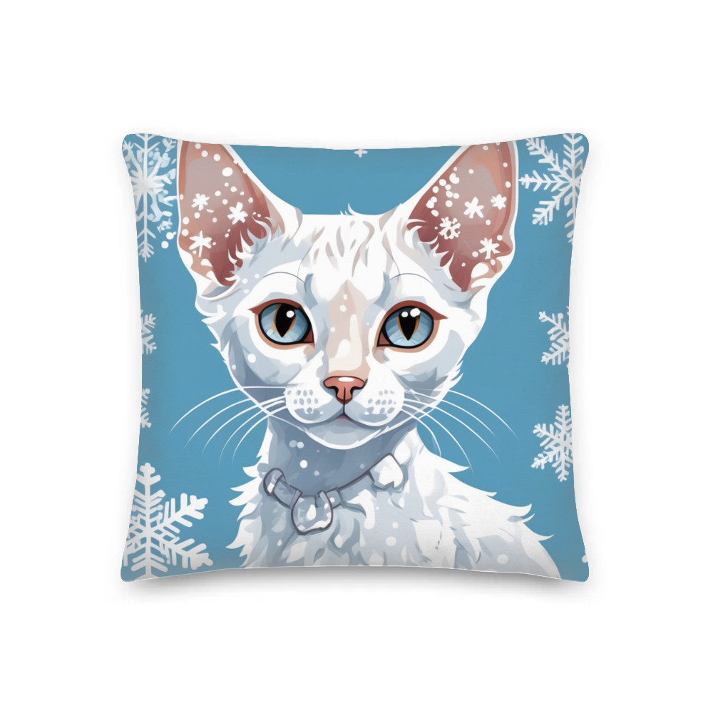 PugMug Custom White Devon Rex Cat Premium Pillow
