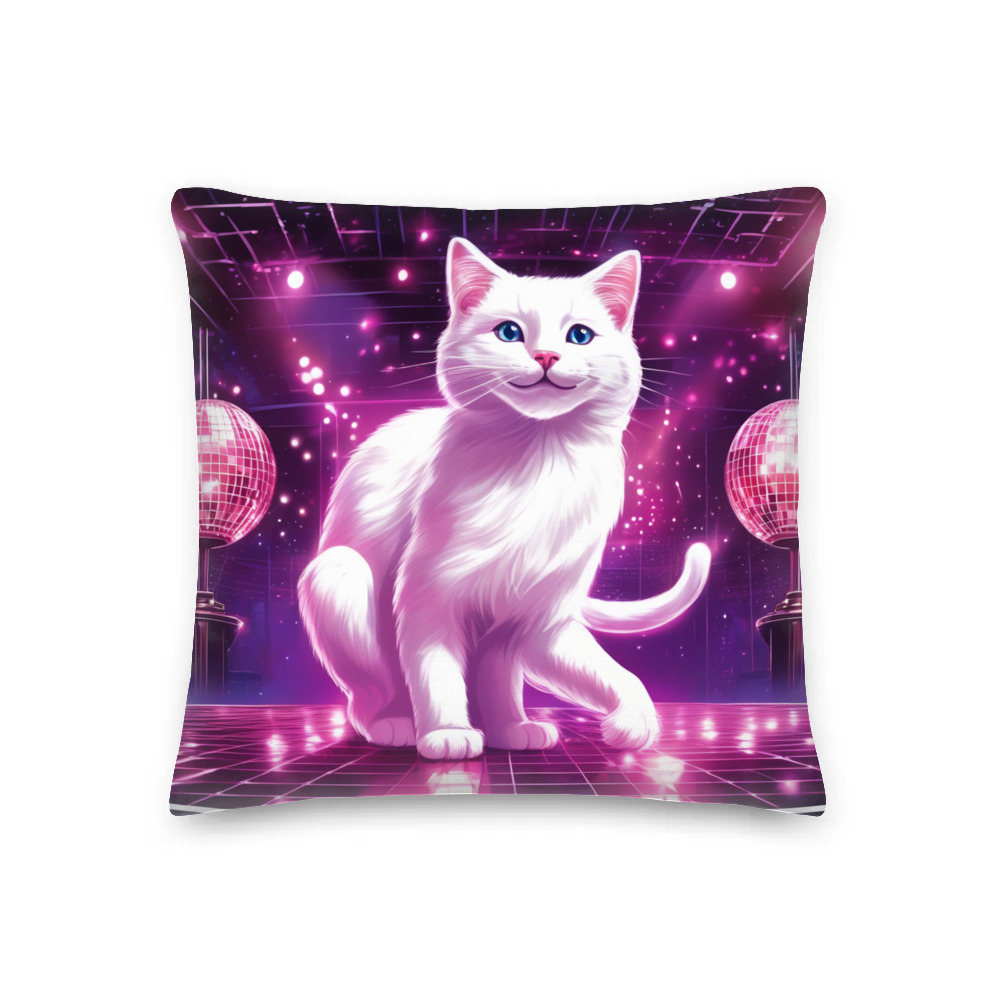 PugMug Custom White Companion Cat Premium Pillow