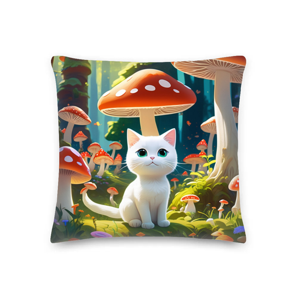 PugMug Custom White Companion Cat Premium Pillow