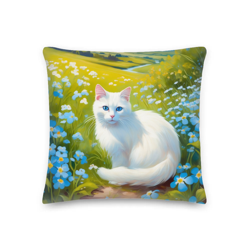 PugMug Custom White Companion Cat Premium Pillow