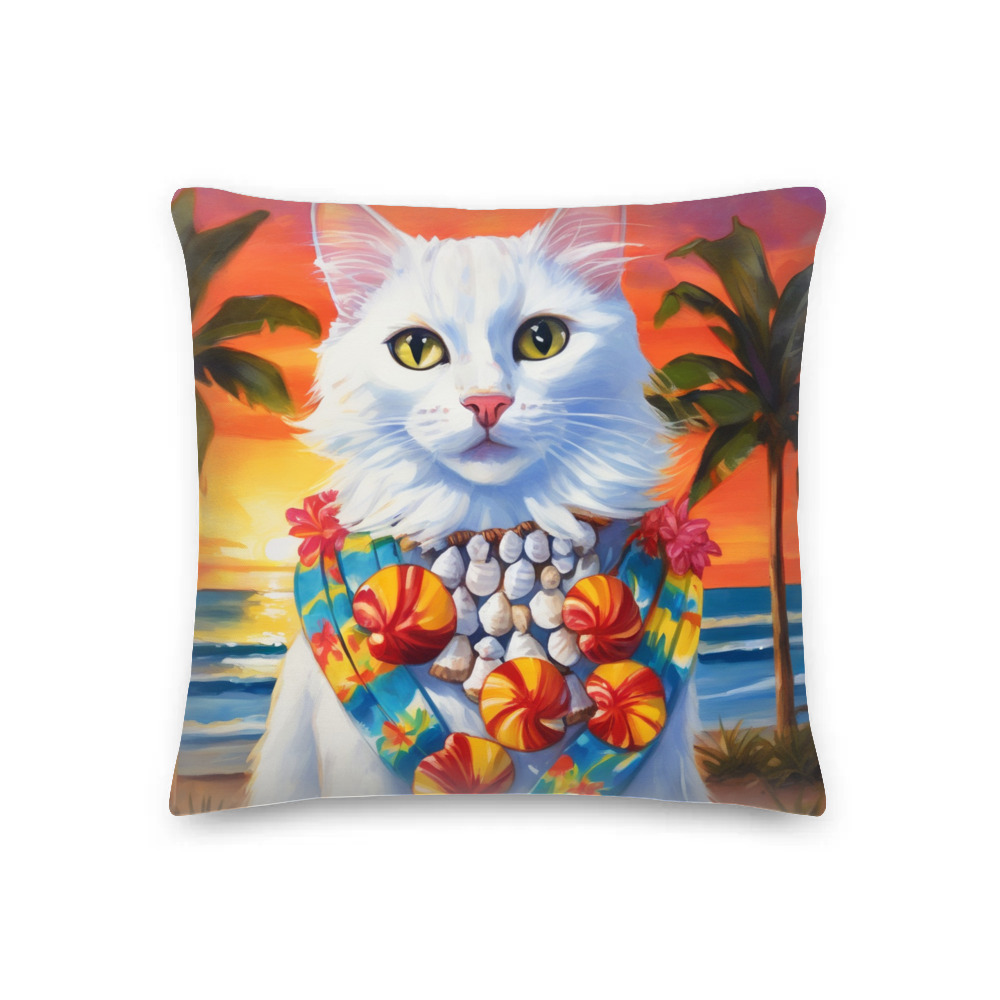 PugMug Custom White Companion Cat Premium Pillow