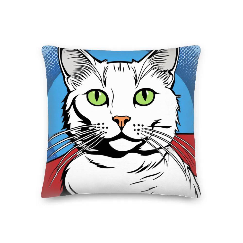 PugMug Custom White Companion Cat Premium Pillow