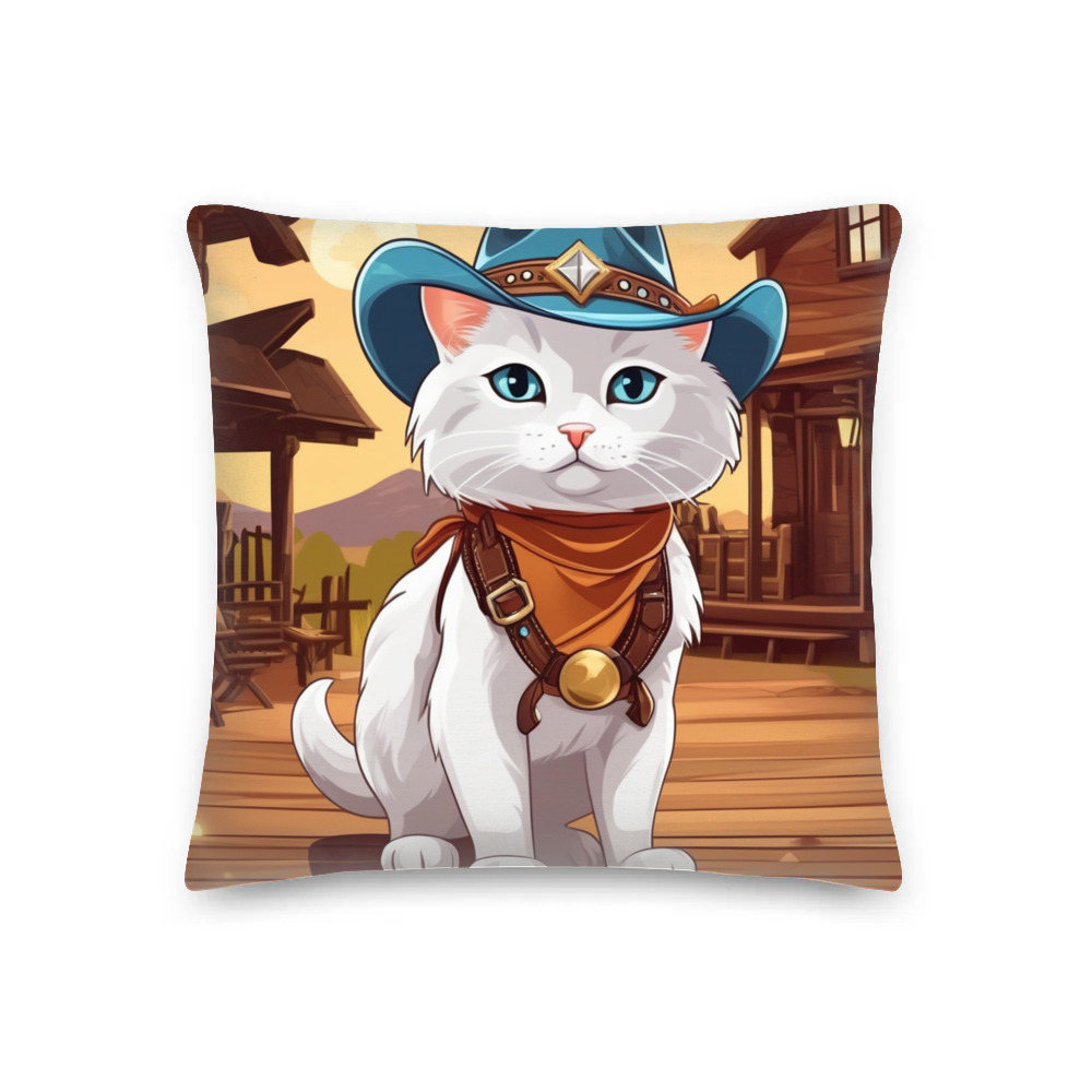 PugMug Custom White Companion Cat Premium Pillow