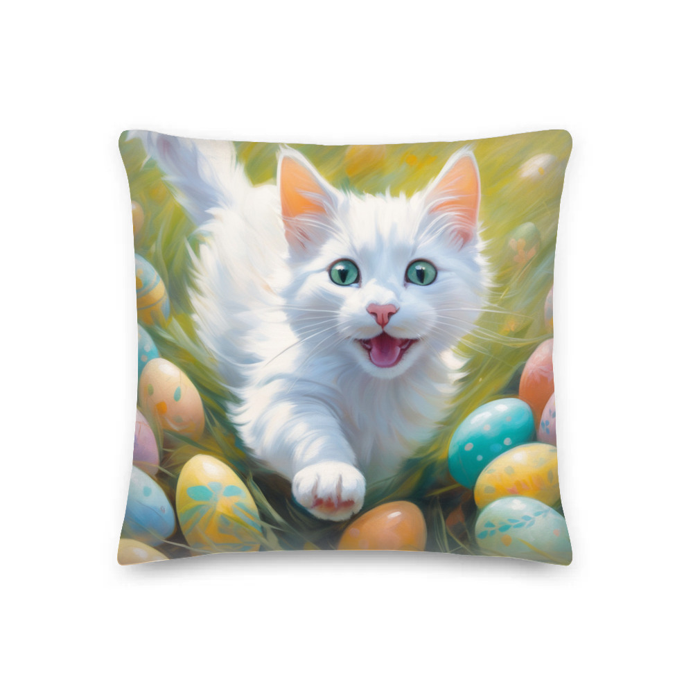 PugMug Custom White Companion Cat Premium Pillow