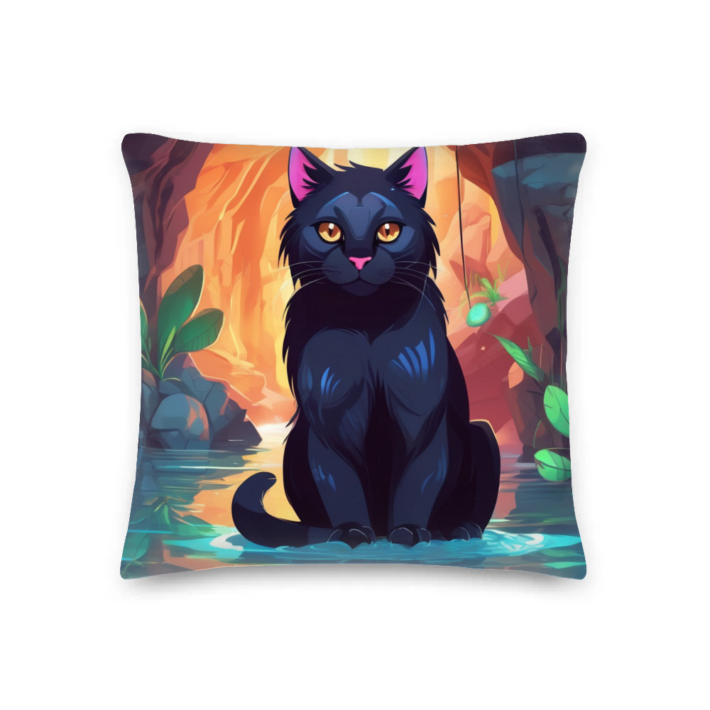 PugMug Custom Black Exotic Cat Premium Pillow