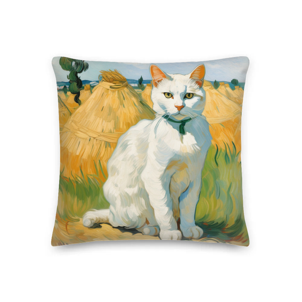 PugMug Custom White Companion Cat Premium Pillow