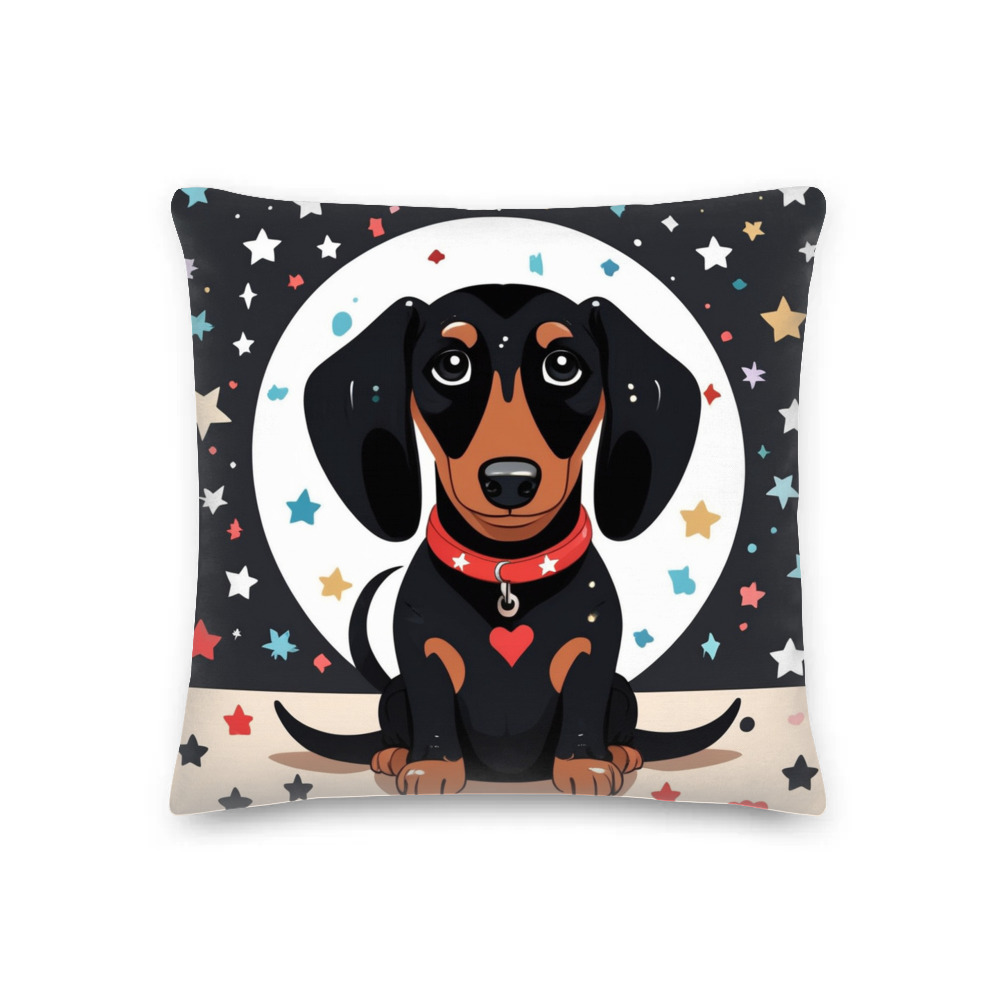 PugMug Custom Black Dachshund Premium Pillow
