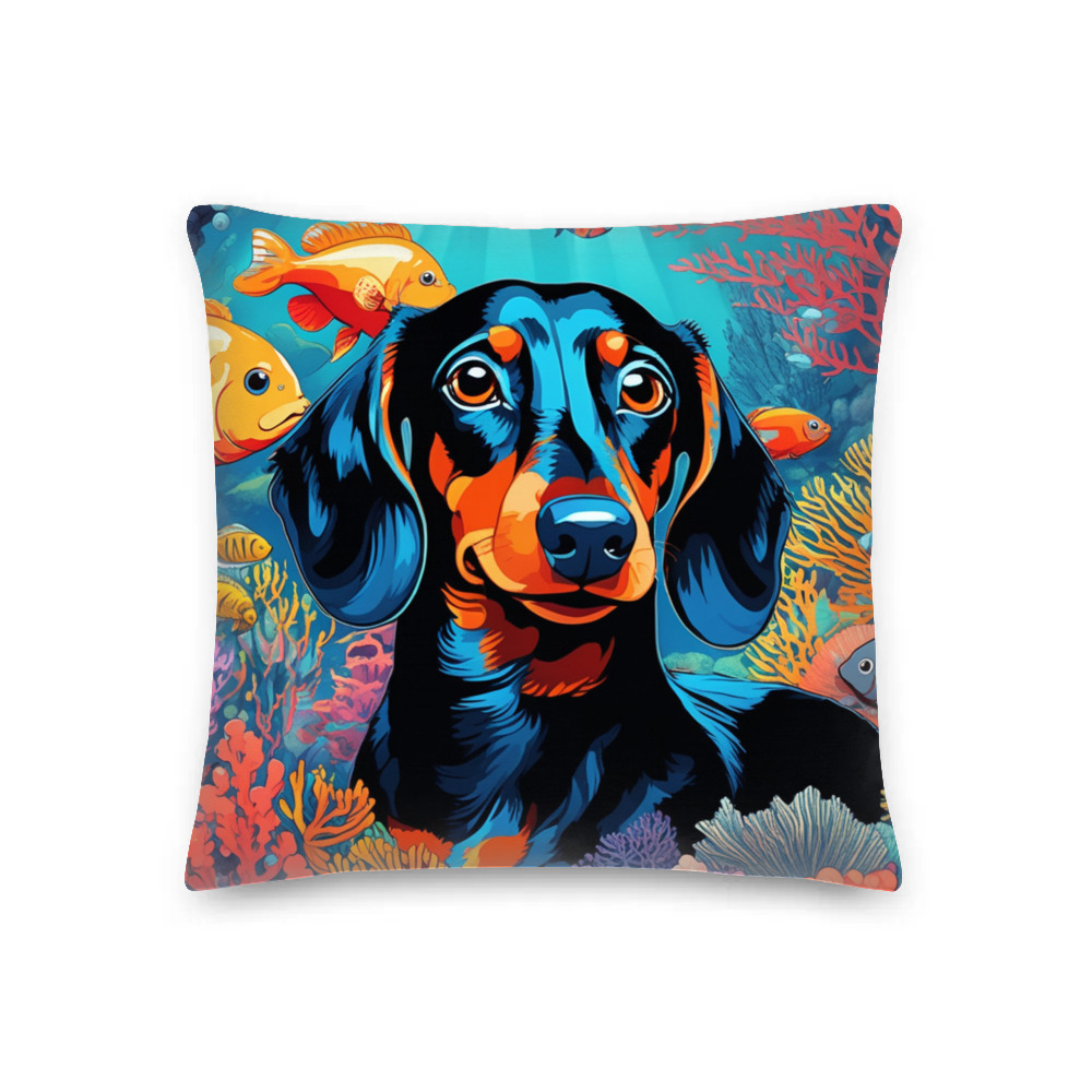 PugMug Custom Black Dachshund Premium Pillow