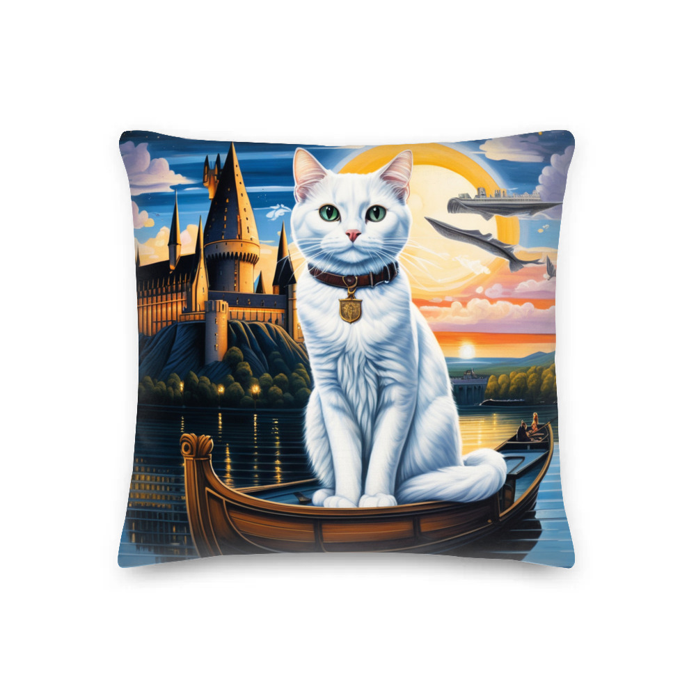 PugMug Custom White Companion Cat Premium Pillow