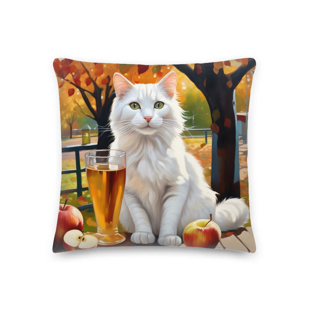 PugMug Custom White Companion Cat Premium Pillow