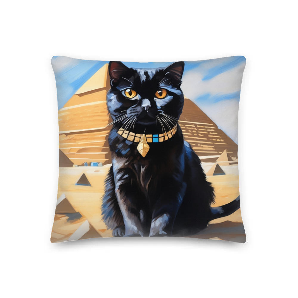 PugMug Custom Black Scottish Fold Cat Premium Pillow