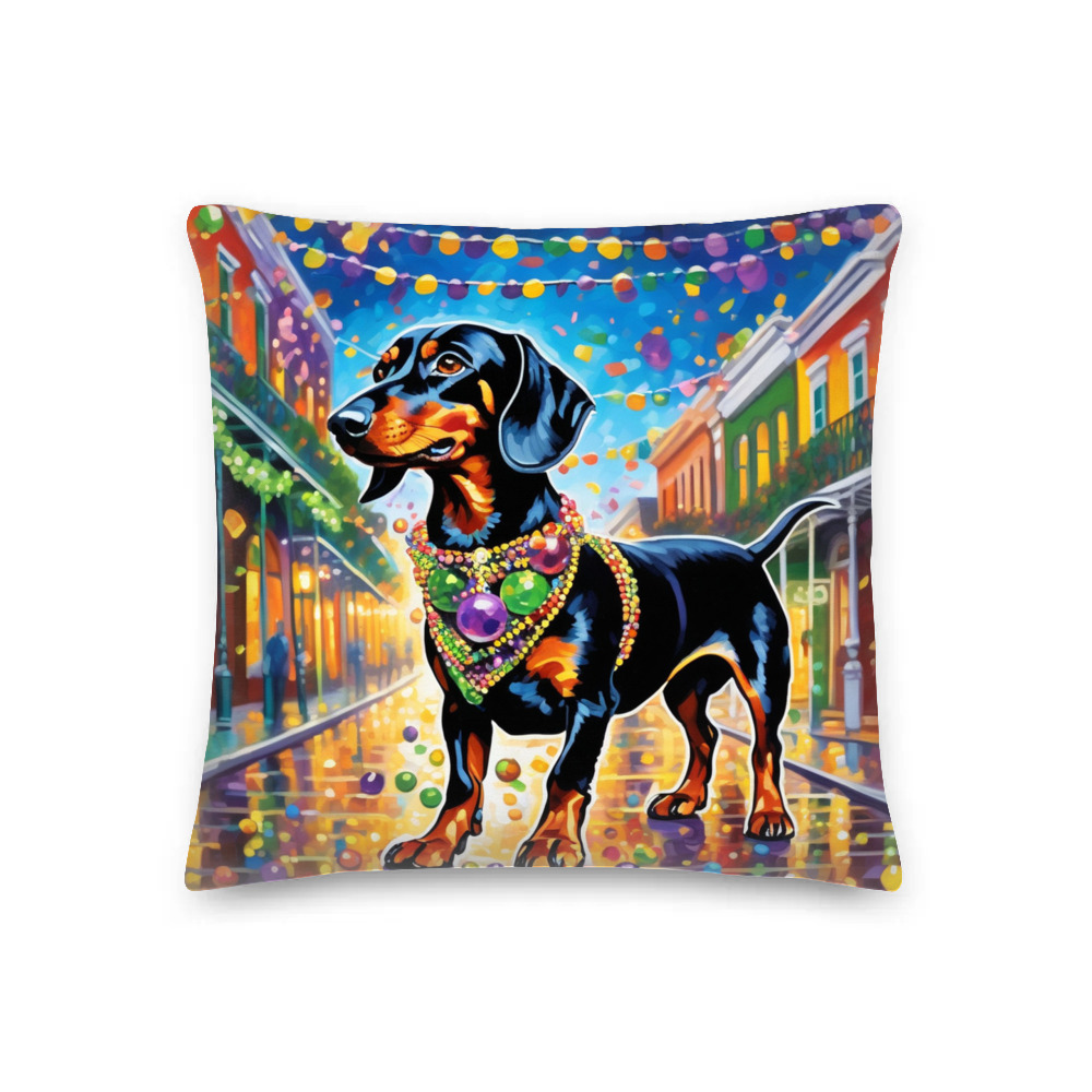 PugMug Custom Black Dachshund Premium Pillow