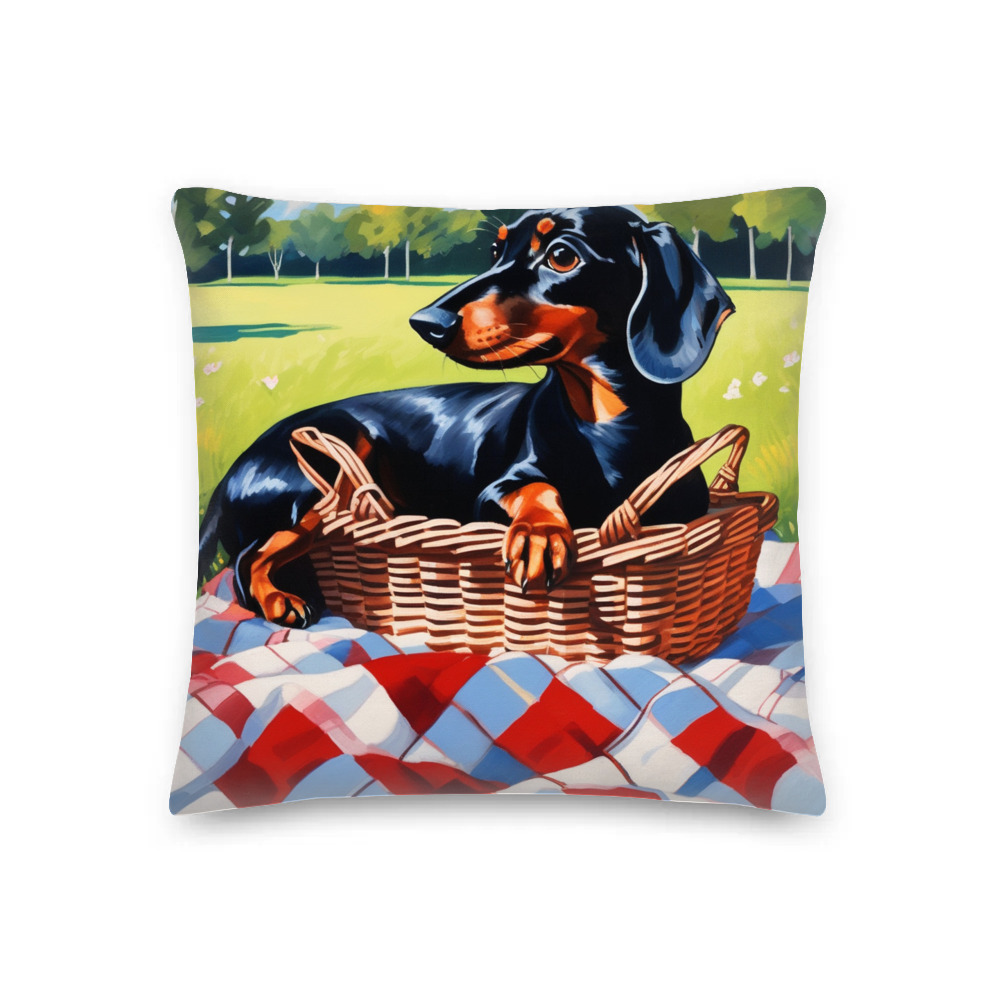 PugMug Custom Black Dachshund Premium Pillow